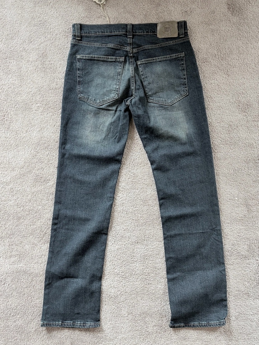 True Craft Slim Straight Jeans in Washed Black-Blue. - Picture 2 of 4